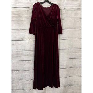 InsNova Burgundy Velvet Long Sleeve Maxi Dress Size L